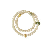 Baiyue Qingzhan | White Bodhi Seed & Hetian Jade Bracelet – Serenity & Balance